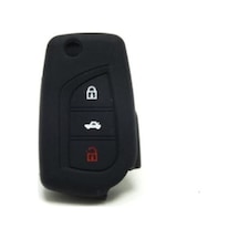 Toyota Uyumlu 3 Tuş Auris Anahtar Kabı Koruyucu Silikon Kılıf Siyah