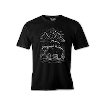 Baby And Parent Bear İn The Lake Siyah Erkek Tshirt 001