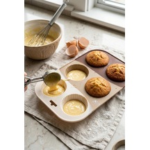 Kahve Rengi 6 Lı Silikon Kek Ve Çikolata Kalıbı & Muffin Kabı Pişirme Gereci 16x25 Cm Acı Kahverengi