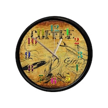 Vintage Kahve Temalı Dekoratif Duvar Saati 28 Cm Sessiz Mekanizma Çok Renkli