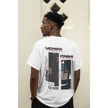 Naruto Itachi Uchiha Sırt Baskılı Unisex Oversize Anime Tişört Beyaz
