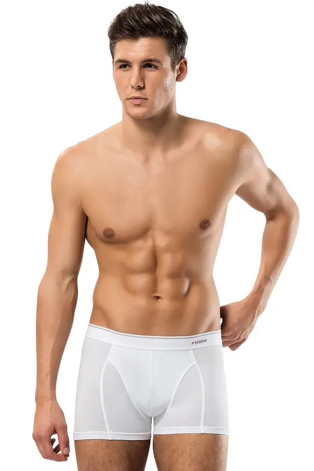 Erdem Erkek Beyaz Pamuk Klasik Boxer Kutulu- 1445