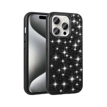 Rba Aksesuar Apple Uyumlu iPhone 15 Pro Kılıf Parlak Taşlı Tasarım Rba Linea Kapak - Siyah Siyah