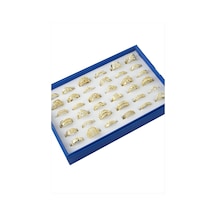 Xuping - 884 - Karışık Lüks Zirkon Taşlı Çelik Yüzük 1 - Nazblsmm - Adet Sarı