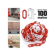 Sgs2552 Plastik Güvenlik Bariyer Zinciri Kırmızı-beyaz 8 Mm 100 Metre