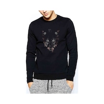 Kurt Wolf Geyik Animal Baskılı Siyah Erkek Örme Sweatshirt (528921990)