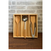 30x35 Cm Ahşap Kaşıklık Çekmece İçi Kepçe Maşa Ve Servis Gereçleri Düzenleyici Organizer