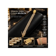 Gold Zirkon Taşlı Cuban Zincir Bileklik Erkek Paslanmaz Çelik Altın - 920694167 Altın