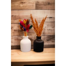 Bernami Mumluk Şamdanpinterest Dekoratif Minimal Pampas Siyah Beyaz 2'li Çizgili Vazo Çiçekler Dahil Değildir Diğer