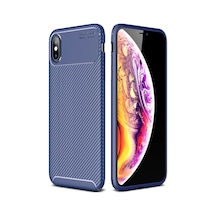 Apple iPhone Uyumlu,  Xs Max Kılıf Auto Focus Karbon Kapak - Lacivert