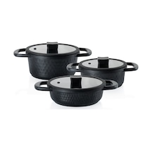 Schafer Hektor 3 Lü Döküm Tencere Seti 6 Parça-siyah Siyah