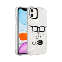 Apple Uyumlu iPhone 12 Uyumlu Mermer Desenli Tchs Marbello Kılıf-beyaz Beyaz -