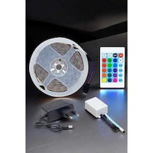 5 Metre Şerit Led Rgb Işıklı Kumandalı Güç Adaptörü Her Ortama Uygun Çokrenkli
