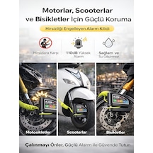 Pc-05 110db Kablolu Alarmlı 7mm Çelik Pim Motosiklet Scoter Bisik
