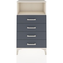 Arges Komodin Tek Raflı 4 Çekmeceli 60x30x106 Aytaşı-antrasit Aytaşı