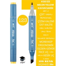 Çift Taraflı Profesyonel Çizim Kalemi Kalıcı Mürekkep Üçgen Gövde İnce Uç 1 Mm Kesik Uç 2-6mm Sketch 123-kavun Sarısı