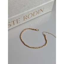 Altın Kaplama Dorika Boncuklu Kadın Halhal Ayarlanabilir Şık Yazlık Aksesuar Altın