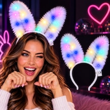 3 Modlu Led Işıklı Peluş Tşan Kulağı Beyaz Renk