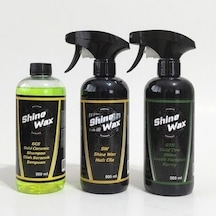 Shine Wax Seramik Şampuan & Hızlı Cila & Lastik Parlatıcı Sprey 500 Ml 3'lü Set