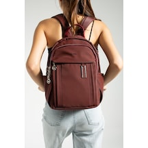 Baginn Saten Kumaş Kadın Sırt Çantası 38 28 Cm Yağmur İtici Kumaş Mega Bag Günlük Kullanıma Uygun Bordo