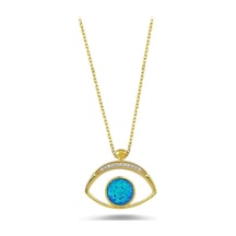 Beyaz Zirkon Taşlı Opal Kolye (498590852)