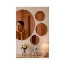 Valtros Gold Rose Yuvarlak Pleksi Duvar Aynası 1mm, Yapışkanlı - Adet Seçenekli Metalik Metalik