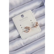 Xuping Rose Renk Zirkon Taşlı Bombeli Topçuk Earcuff Küpe Çok Renkli