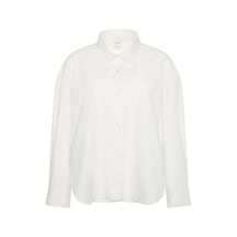 Calvin Klein Crisp Poplin Oversized Cropped S Kadın Beyaz Gömlek