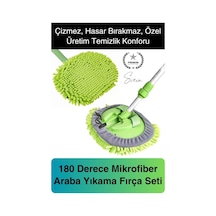 Premium Mikrofiber Araba Yıkama Fırçası Mop Paspas Temizleme Uzun Saplı Detaylı Çiziksiz Uzayabilen