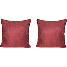 2'lı Hasır Dokulu Fitilli Çift Taraflı Kırlent Kılıfı Kırmızı-2063 - Kırmızı