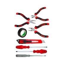 3 Lü Mini Pense Yan Keski Kargaburnu Set+3 Lü Tornavida+falçata+bant Takım Seti
