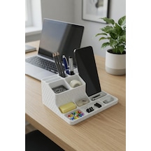 Telefon Standlı Masaüstü Organizer Kalemlik, Notluk Ve Ofis Düzenleyici