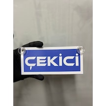 Mavi Renk Üzeri Beyaz Renk Çekici Yazılı Vantuzlu Cam Süsü