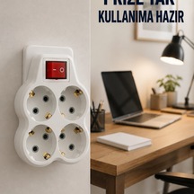Duvar Priz Çoğaltıcı 4 Çıkışlı Açma Kapama Düğmeli Kablosuz Priz Adaptörü Diğer