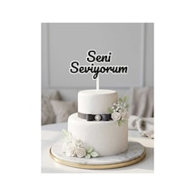 Seni Seviyorum Pasta Süsü 2'li Set - Dekoratif Pasta Üstü Yazısı - Renk Seçenekli Topper