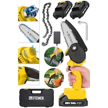 Steiner 88V 5Ah Çift Akülü Çantalı Dal Kesme Budama Testeresi Bıçkı Makinesi Sarı + Zincir