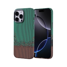 Apple Uyumlu iPhone 16 Pro Max Kılıf Ultra İnce Magsafe Karbon Fiber Görünümlü İnce Hafif Celikaksesuar Yeşil