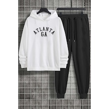 Uyguntarz Unisex Atlanta Baskılı Eşofman Takımı Beyaz