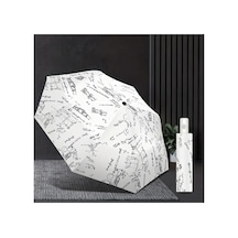 Lilly Mathbrella Uv50+ Koruma İpek Kanvas Otomatik Şemsiye Beyaz Beyaz