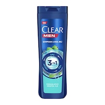2 Adet Clear Men 3 İn 1 Şampuan & Duş Jeli Ferahlatıcı Mentol Etkisi Saç Yüz Vücut İçin 350 Ml