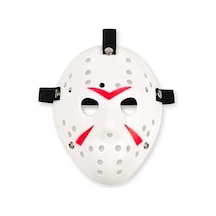 Beyaz Renk Kırmızı Çizgili Tam Yüz Hokey Jason Maskesi Hannibal