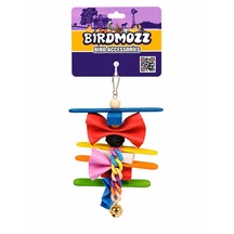 Birdmozz Premium Tahta Çubuklu Renkli Zincirli Kuş Oyuncağı
