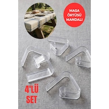 4 Lü Set Şeffaf Masa Örtüsü Mandalı