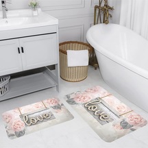 Rovigo Home Baskılı Kaymaz Taban 2 Li Banyo Paspas Takım Rvg5056-100X60-60X50 Çok Renkli