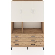 Hyperion Dolap 6 Raflı 6 Çekmeceli 3 Kapaklı 132x44x195 Çam-aytaşı/çam Aytası/atlas Çam