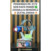 Powerdex Pd-2172 50w 3000 Lümen 6800mah Batarya Zoomlu & Sensörlü Dijital Ekran Kafa Lambası Yeni