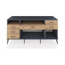 Kronos Konsol 2 Raflı 6 Çekmeceli 176x59x83 Antrasit-çam/çam Çam/çam