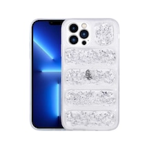 Zore İphone 13 Pro Max Uyumlu Kamera Korumalı Simli Aihttg'li Nvth Dalga Kılıf-gümüş