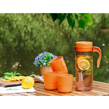 Madame Coco Laure 4 Bardaklı Sürahi Seti 1ksurh01369x14x24cm-amber