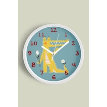 Sevimli Timsah Çocuk Odası Duvar Saati - 35cm - Önü Camlı Beyaz Kasa - Sessiz Mekanizma-jh1134 Beyaz
